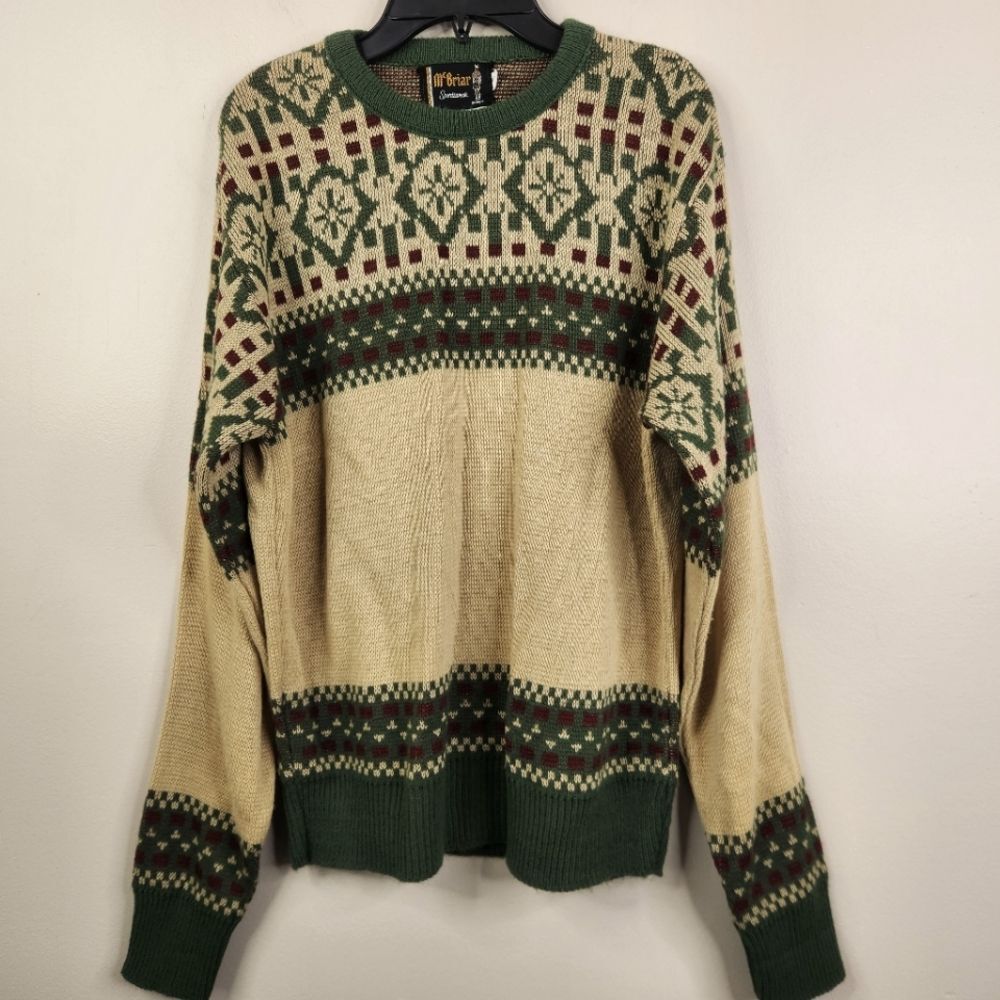 Vintage McBriar Sportswear Fair Isle Acrylic Crewneck LS Sweater Medium